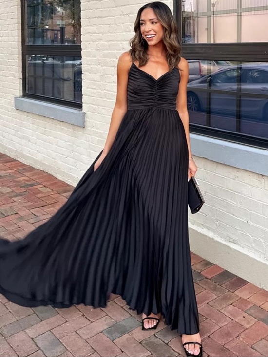 Petal & Pup Dresses & Skirts - Petal & Pup Naira Pleated Maxi Dress in Black